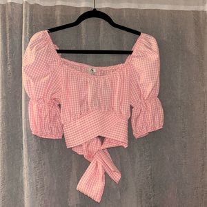 River Island pink baby doll cropped shirt